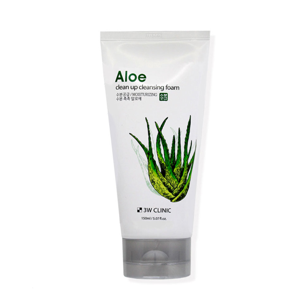 Алоэ пена. 3w Clinic пенка для умывания. 3w Foam пенка для лица с экстрактом алоэ Aloe Clear Cleansing Foam, 180ml.