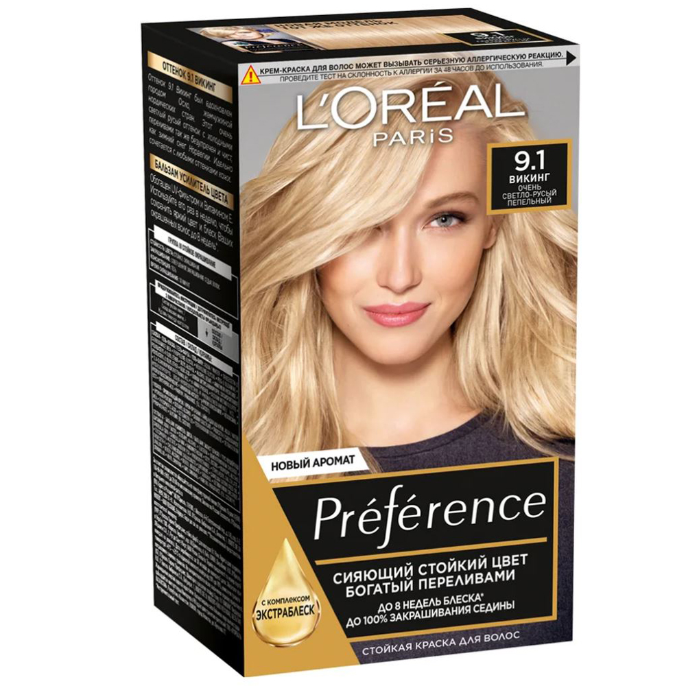 L`Oreal Стойкая краска для волос Preference тон 9.1 очень светло-русый...