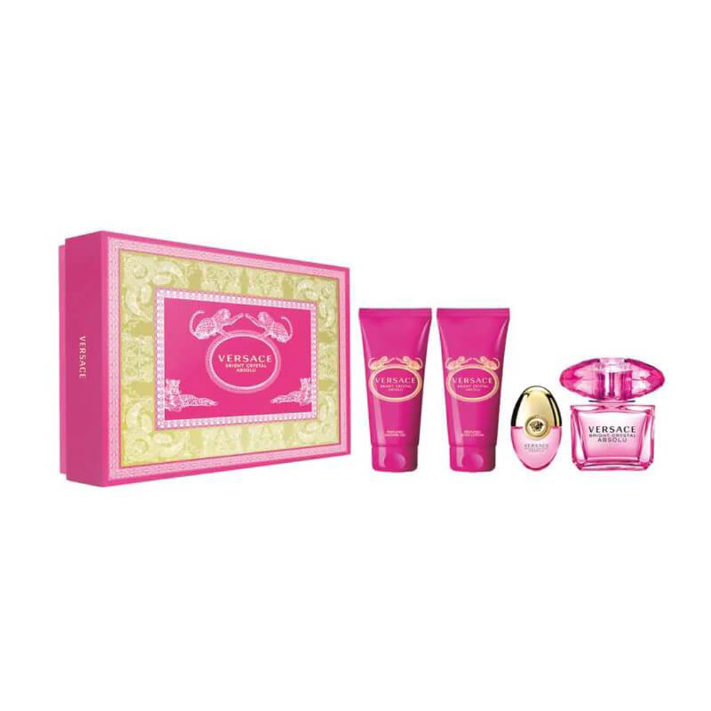 Духи похожие на версаче. Версаче набор женский розовый. Versace Bright Crystal Absolu EDP 90ml+4pcs Set. Набор Версаче Кристалл 2 х 50. Versace Bright Crystal 90ml.