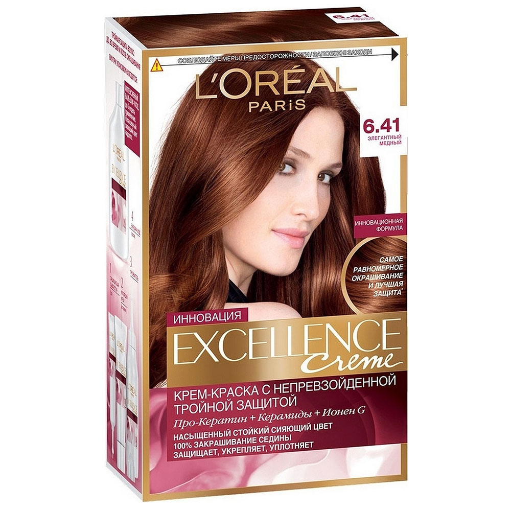 L&#x60;Oreal Стойкая крем-<b>краска</b> <b>для</b> <b>волос</b> Excellence тон 6.41 элегантный м...