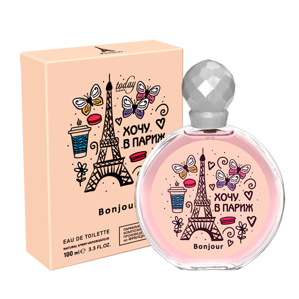 Bonjour paris. Туалетная вода женская Бонжур. Хочу в Париж Bonjour 100 ml. Туалетная вода хочу в Париж. Духи боижор.